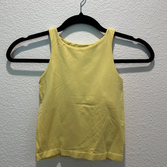 Intimately Free People Tank Top High Neck Racer Back Cami Yellow XS S - Picture 2 of 6